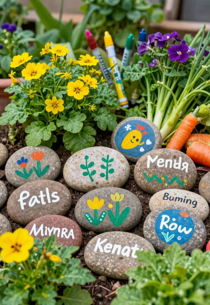12 Budget Backyard Ideas for Affordable Outdoor Upgrades - 7. Painted Rocks and Garden Markers 1