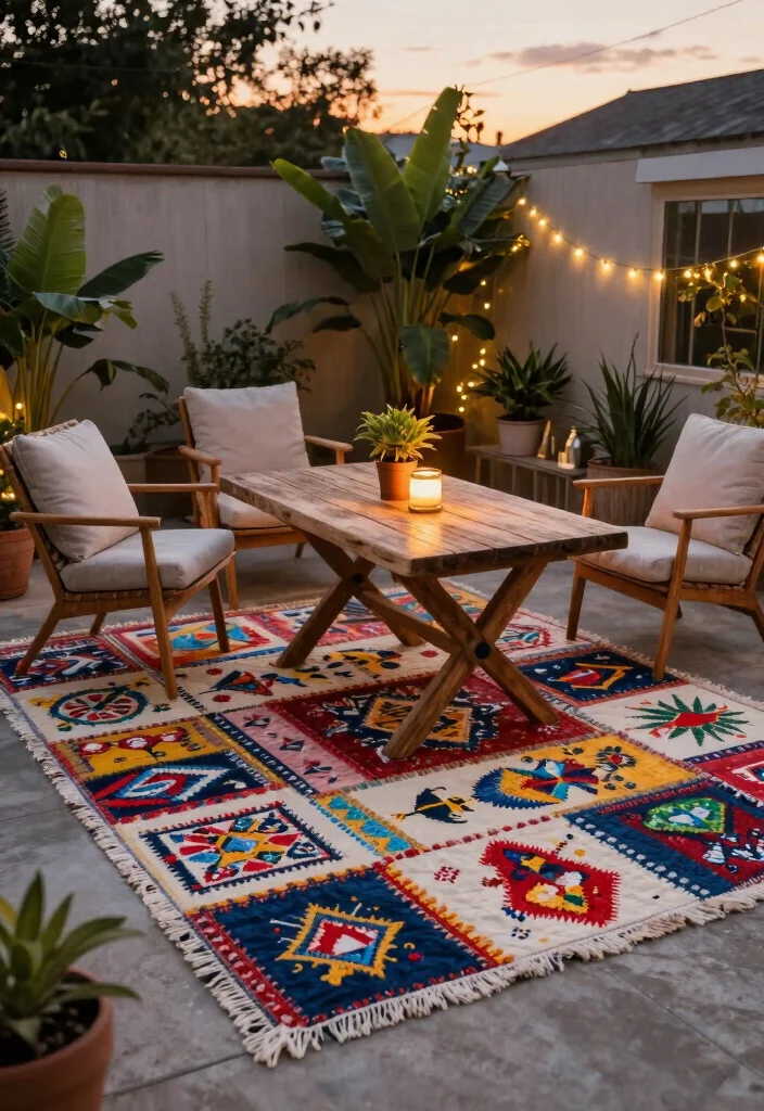 12 Budget Backyard Ideas for Affordable Outdoor Upgrades - 8. DIY Outdoor Rugs 1