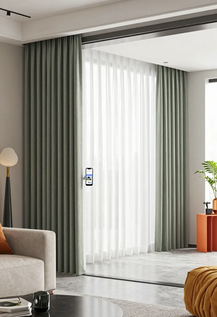 12 Curtain Ideas for Sliding Doors That Blend Seamlessly - 10. Smart Curtains with Eco-Friendly Technology 1