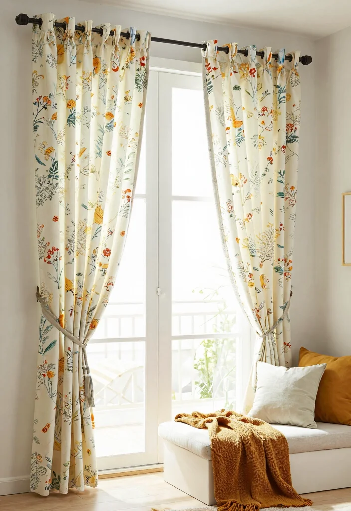 12 Curtain Ideas for Sliding Doors That Blend Seamlessly - 7. Tie-Top Curtains 1