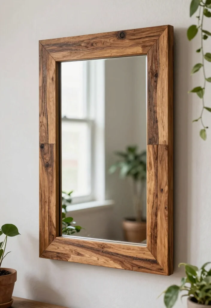 12 Decorative Cover Ideas for Big Mirrors That Blend Seamlessly 1 12 Decorative Cover Ideas for Big Mirrors That Blend Seamlessly - 1. Reclaimed Wood Frame 1