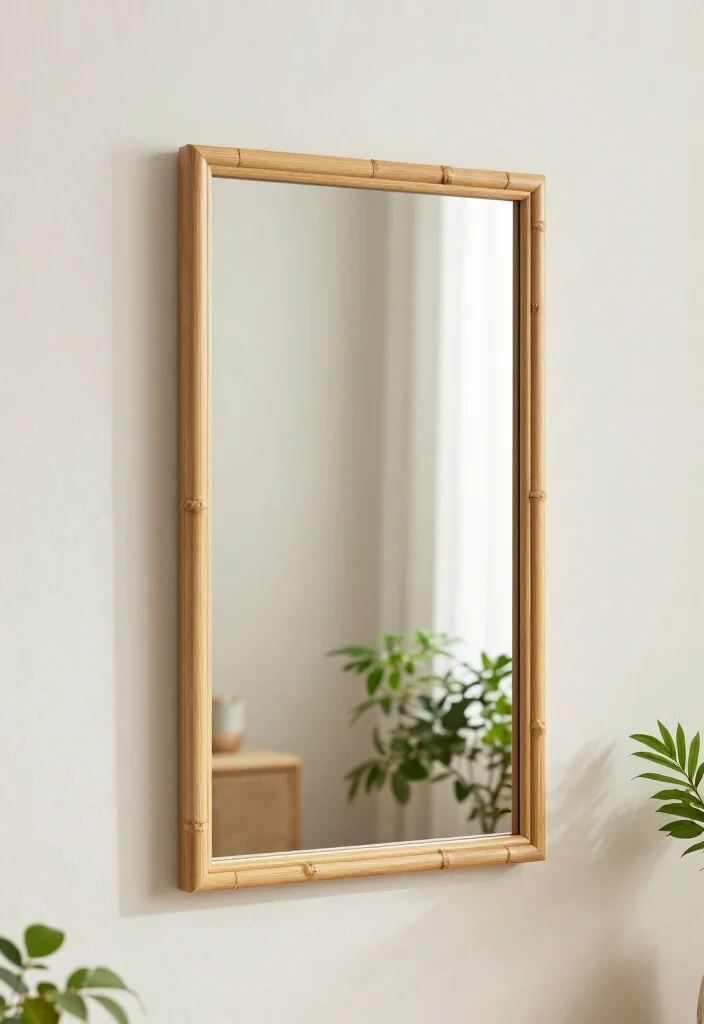 12 Decorative Cover Ideas for Big Mirrors That Blend Seamlessly 111 12 Decorative Cover Ideas for Big Mirrors That Blend Seamlessly - 11. Simple Bamboo Frame 1