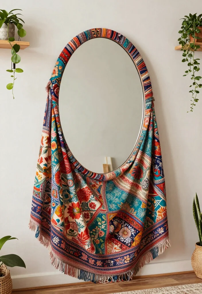 12 Decorative Cover Ideas for Big Mirrors That Blend Seamlessly 12 12 Decorative Cover Ideas for Big Mirrors That Blend Seamlessly - 2. Fabric Wrap 1