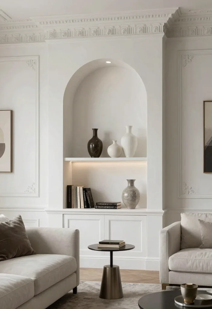 12 Decorative Trim Ideas That Add Depth and Character to Walls 100 12 Decorative Trim Ideas That Add Depth and Character to Walls - 10. Architectural Niches: Display Spaces 1