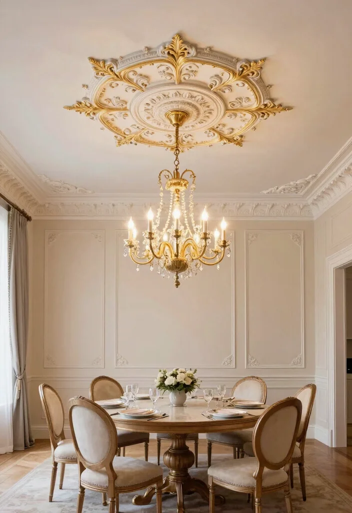 12 Decorative Trim Ideas That Add Depth and Character to Walls 89 12 Decorative Trim Ideas That Add Depth and Character to Walls - 9. Ceiling Medallions: Exquisite Details 1