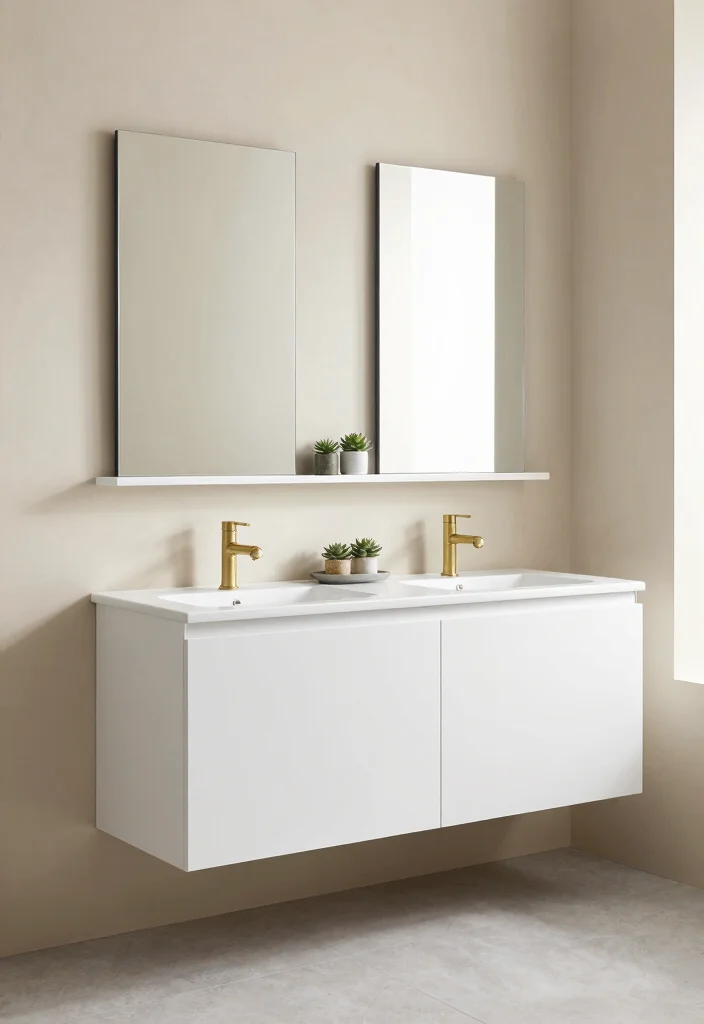 12 Double Vanity Bathroom Ideas for Better Morning Flow - 1. Minimalist Glamour 1
