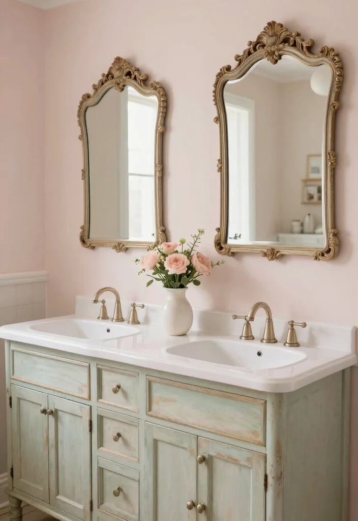 12 Double Vanity Bathroom Ideas for Better Morning Flow - 10. Vintage Inspired 1