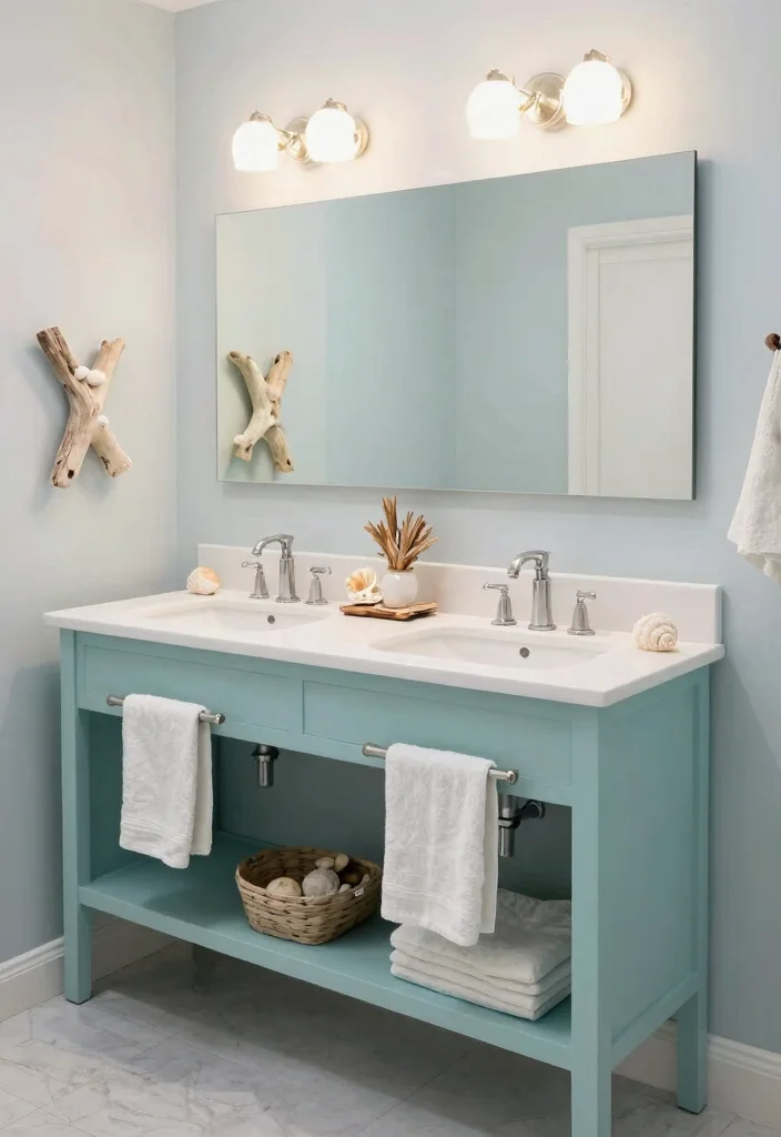 12 Double Vanity Bathroom Ideas for Better Morning Flow - 11. Themed Décor 1