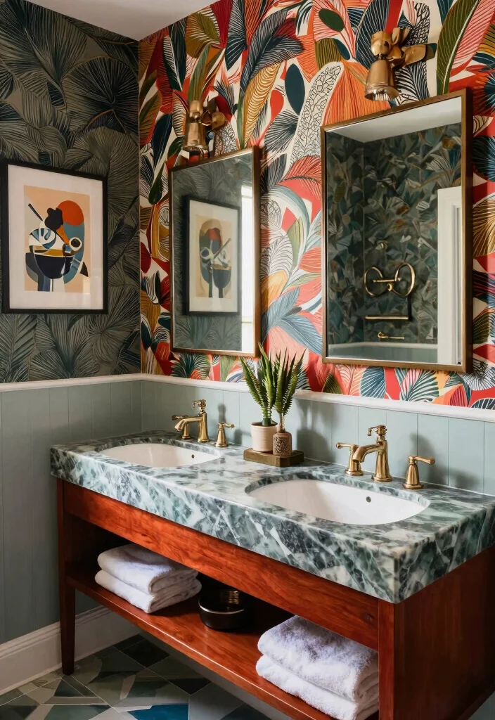 12 Double Vanity Bathroom Ideas for Better Morning Flow - 12. Eclectic Mix 1