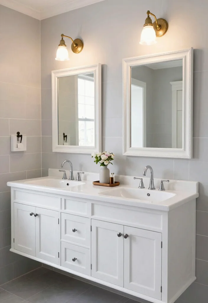12 Double Vanity Bathroom Ideas for Better Morning Flow - 7. Classic White Elegance 1