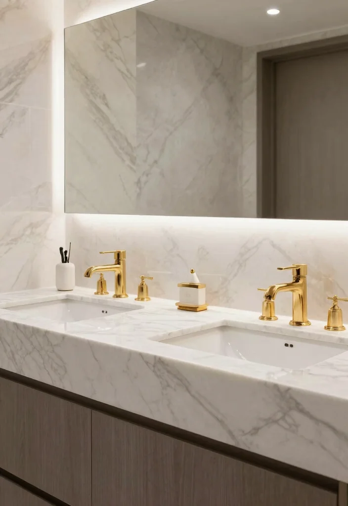 12 Double Vanity Bathroom Ideas for Better Morning Flow - 8. Luxurious Marble Finishes 1