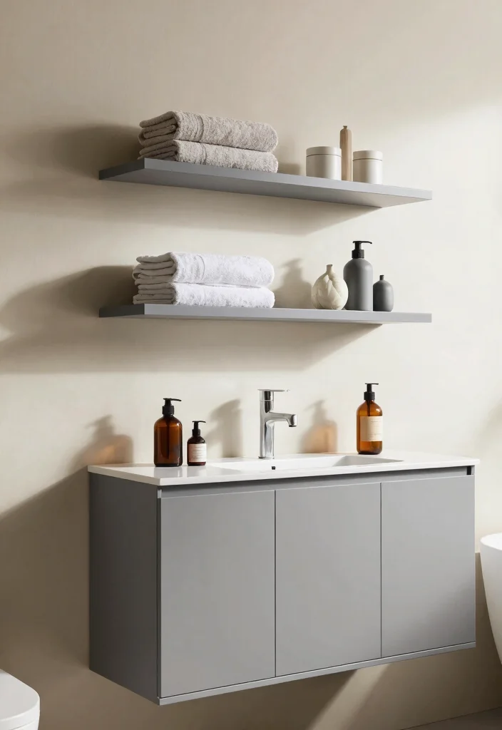 12 Grey Bathroom Ideas for a Clean Modern Aesthetic - 6. Stylish Storage Solutions 1