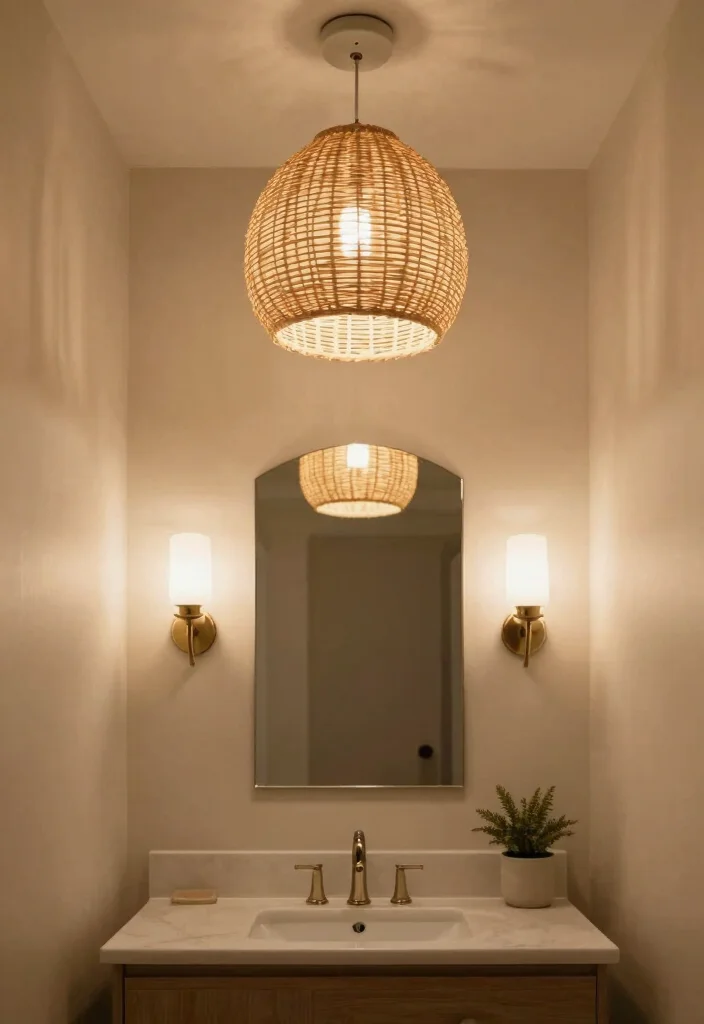 12 Half Bathroom Ideas for Stylish Compact Makeovers - 4. Incorporate Statement Lighting 1
