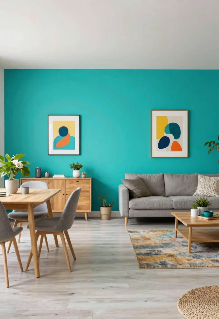 12 Half Wall Divider Ideas to Subtly Separate Shared Spaces 56 12 Half Wall Divider Ideas to Subtly Separate Shared Spaces - 6. Painted Half Wall for a Pop of Color 1