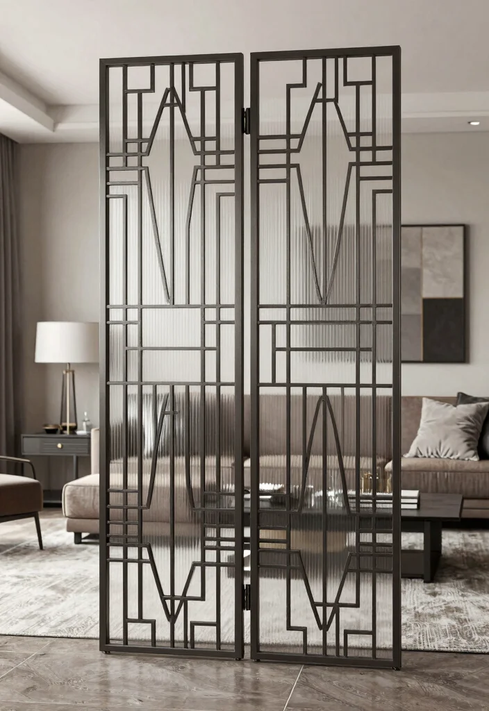 12 Half Wall Divider Ideas to Subtly Separate Shared Spaces 78 12 Half Wall Divider Ideas to Subtly Separate Shared Spaces - 8. Metal Screens for Industrial Vibes 1