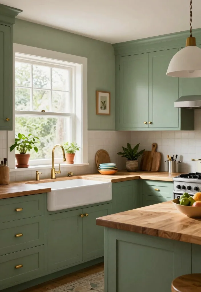 12 Kitchen Colours Ideas to Brighten and Balance the Room - 1. Soothing Sage Green 1