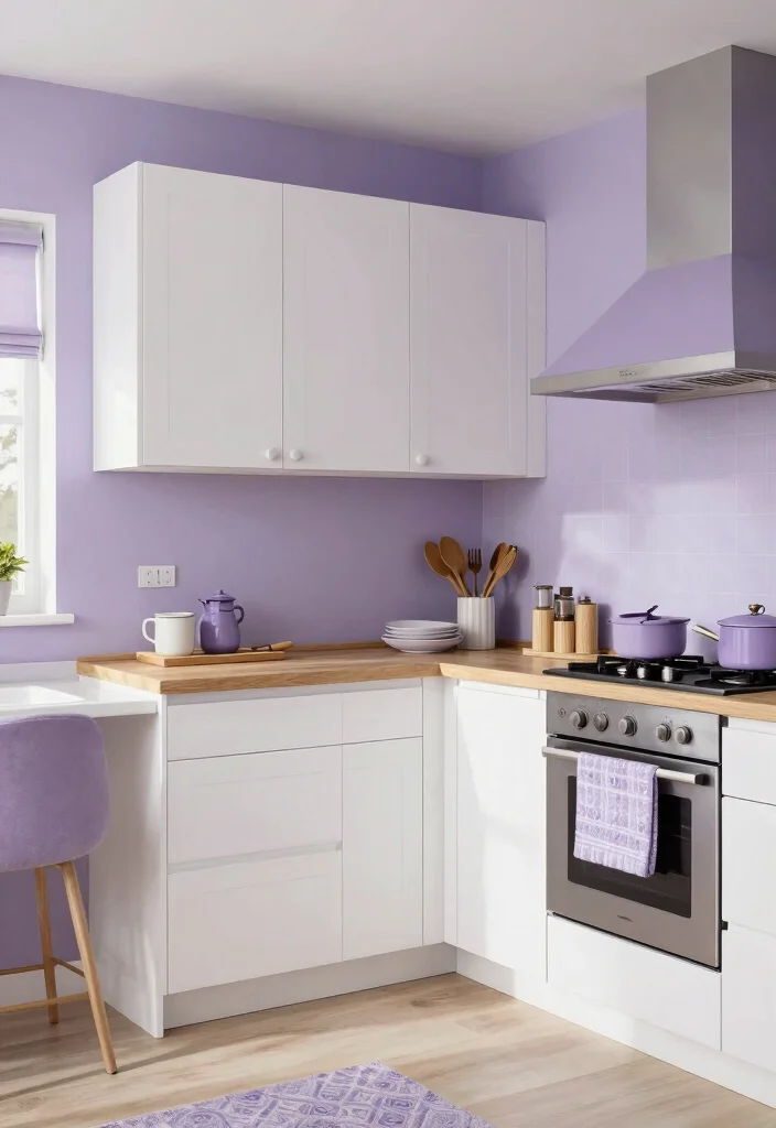 12 Kitchen Colours Ideas to Brighten and Balance the Room - 6. Muted Lavender 1