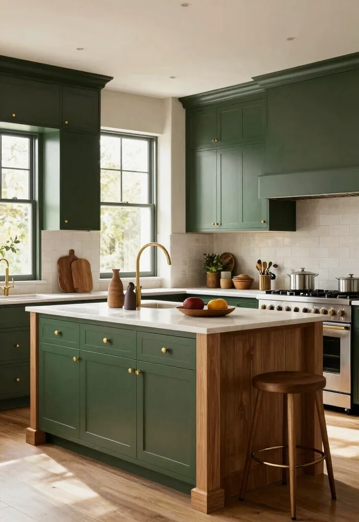 12 Kitchen Colours Ideas to Brighten and Balance the Room - 8. Rich Forest Green 1