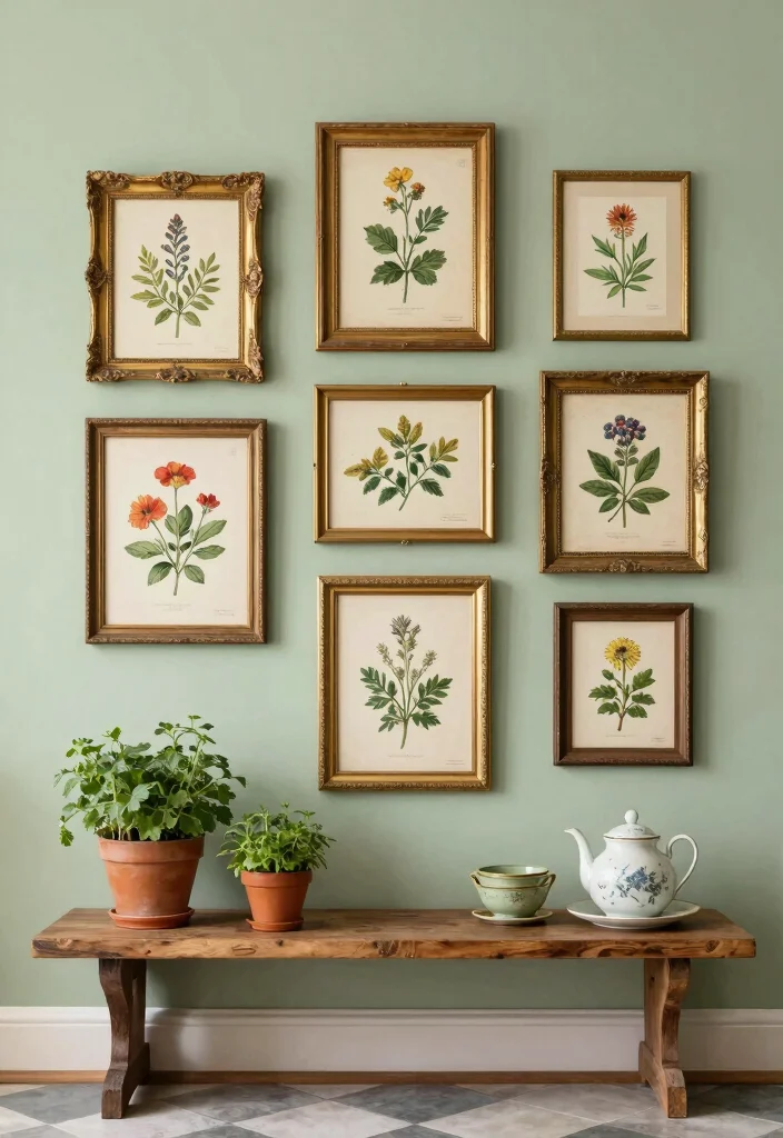 12 Kitchen Decorating Ideas for Stylish Wall Transformations - 1. Vintage Botanical Prints 1