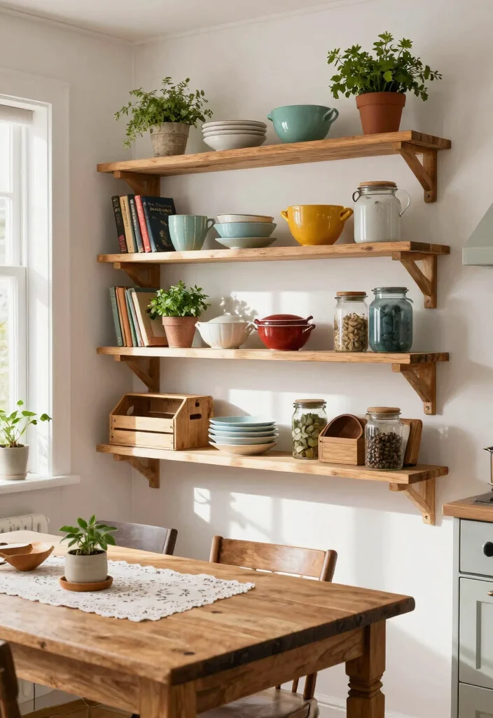 12 Kitchen Decorating Ideas for Stylish Wall Transformations - 2. Open Decorative Wall Shelving 1