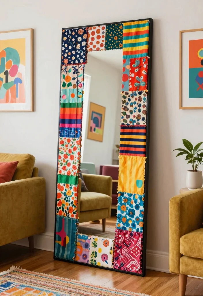 12 Living Room Mirror Covering Solutions for a Clean Updated Look - 6. Fabric Swatch Collage 1
