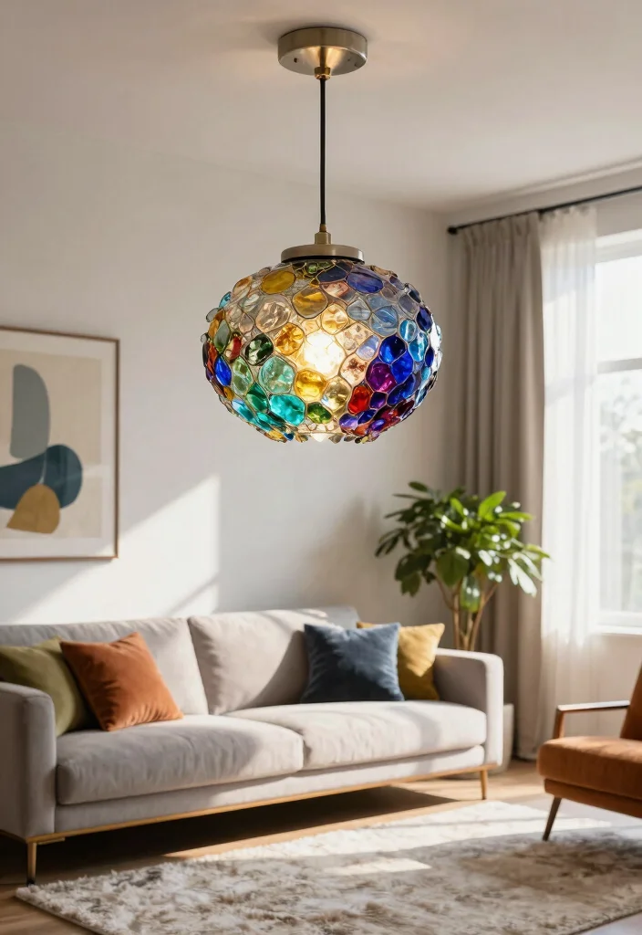 12 Living Room Pendant Light Ideas for Soft Welcoming Glow - 2. Recycled Glass Pendant Lights 1