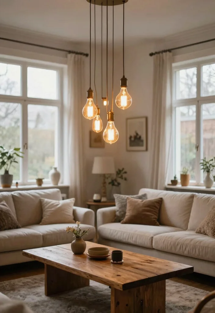12 Living Room Pendant Light Ideas for Soft Welcoming Glow - 4. Vintage Edison Bulb Pendant Lights 1