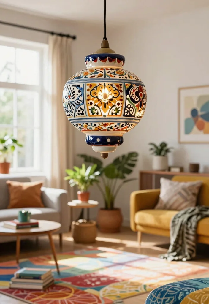 12 Living Room Pendant Light Ideas for Soft Welcoming Glow - 6. Artistic Ceramic Pendant Lights 1