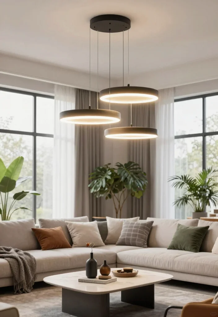 12 Living Room Pendant Light Ideas for Soft Welcoming Glow - 7. Eco-Friendly LED Pendant Lights 1