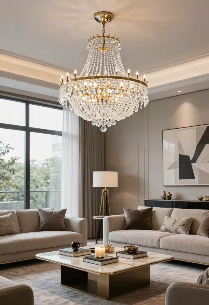 12 Living Room Pendant Light Ideas for Soft Welcoming Glow - 9. Crystal Pendant Lights 1