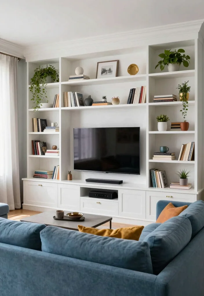 12 Living Room TV Concealment Ideas for a Clean Clutter Free Look - 2. Built-in Shelving 1