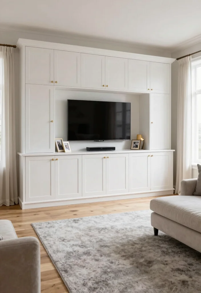 12 Living Room TV Concealment Ideas for a Clean Clutter Free Look - 3. Concealed Cabinetry 1