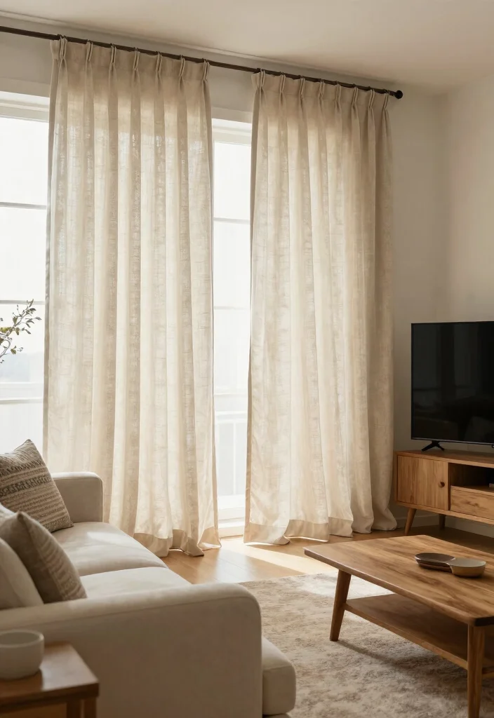 12 Living Room TV Concealment Ideas for a Clean Clutter Free Look - 6. Curtains as Concealment 1