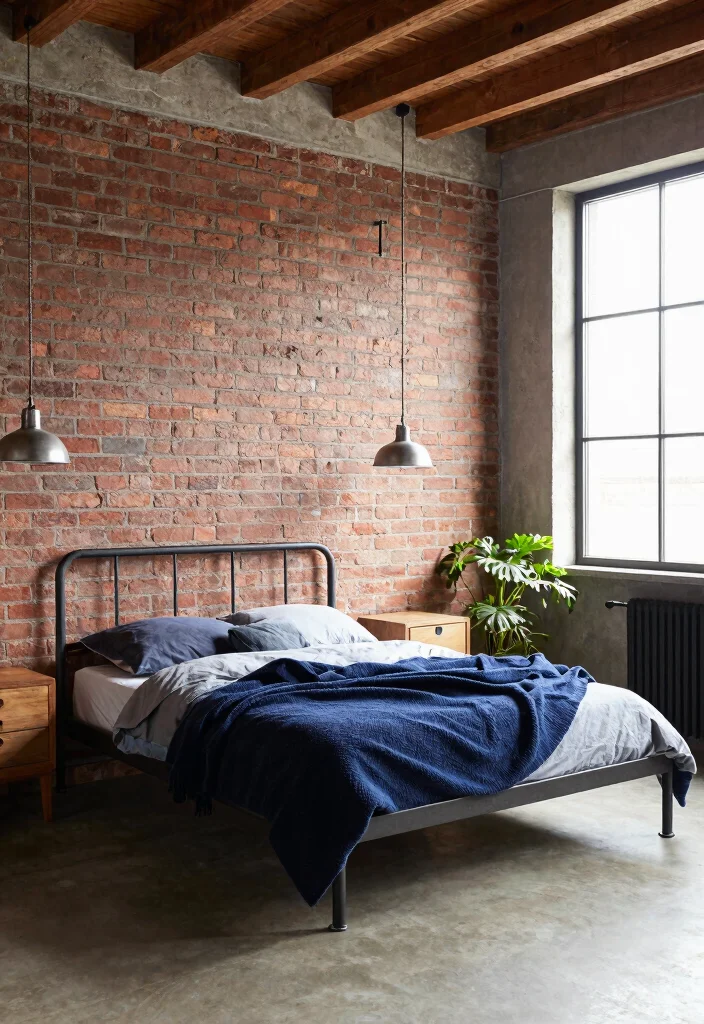 12 Mens Bedroom Ideas for a Clean Modern Look - 3. Industrial Elements 1