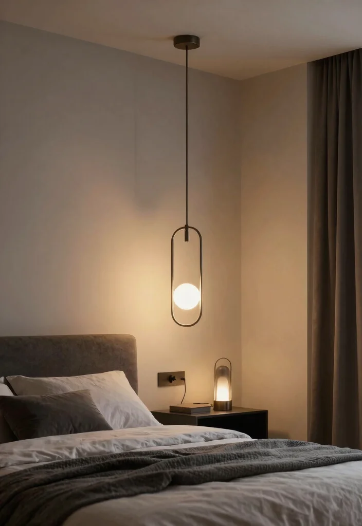 12 Mens Bedroom Ideas for a Clean Modern Look - 8. Statement Lighting 1