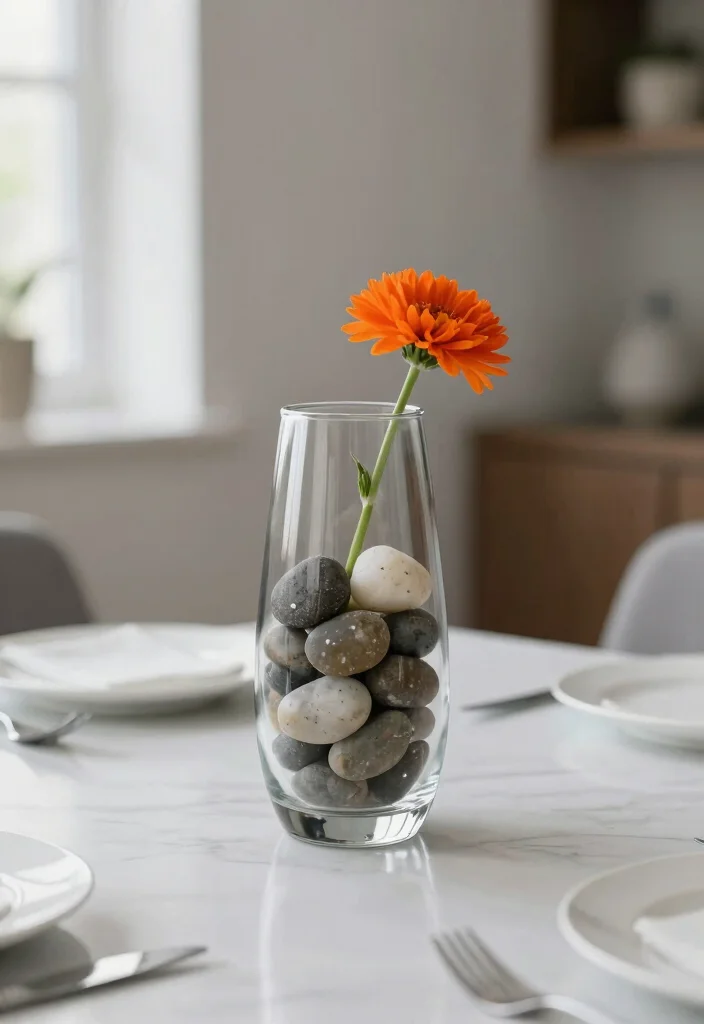 12 Modern Centerpiece Ideas to Elevate Your Dining Table Style 23 12 Modern Centerpiece Ideas to Elevate Your Dining Table Style - 3. Glass and Stone Fusion 1
