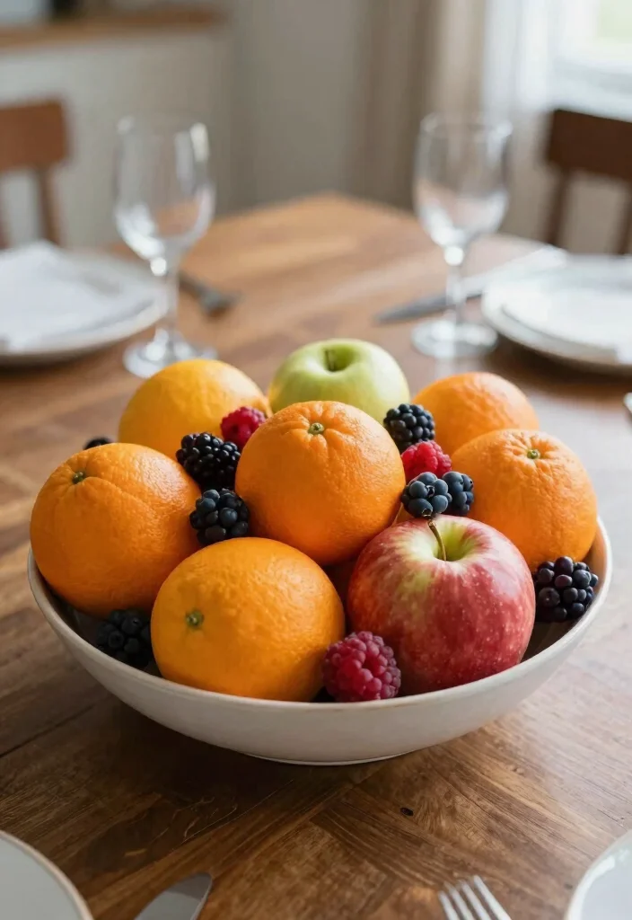 12 Modern Centerpiece Ideas to Elevate Your Dining Table Style 56 12 Modern Centerpiece Ideas to Elevate Your Dining Table Style - 6. Colorful Fruit Bowl 1