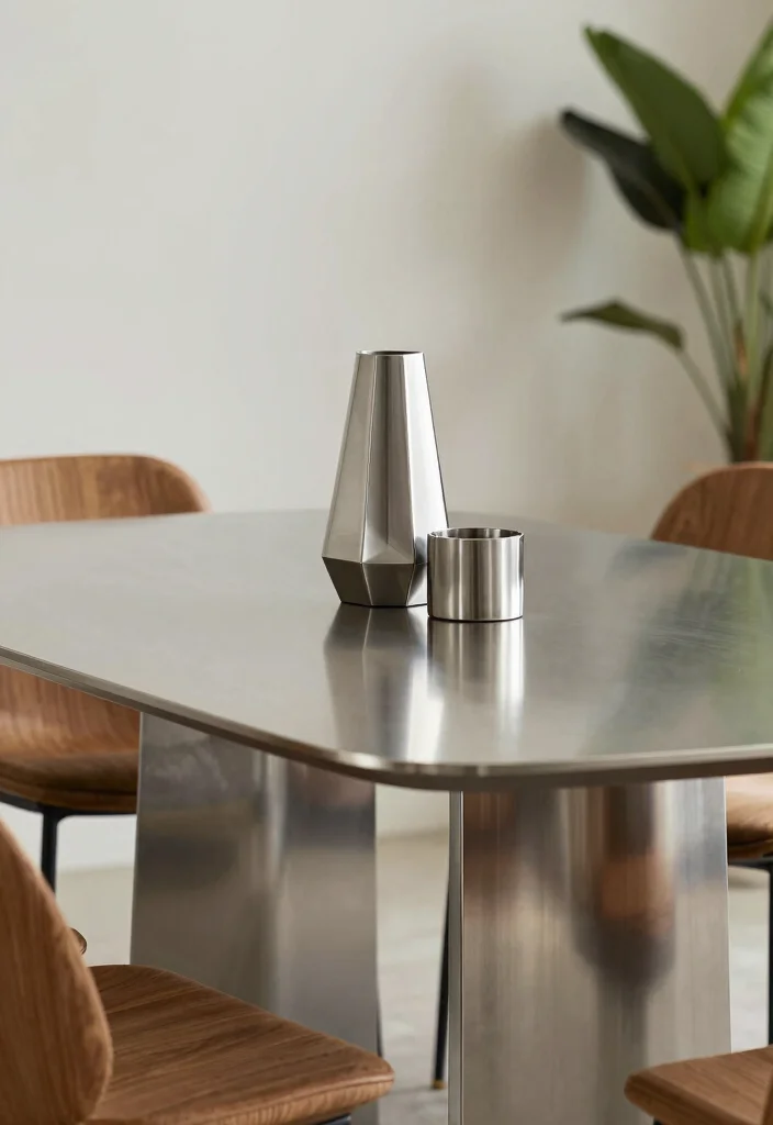 12 Modern Centerpiece Ideas to Elevate Your Dining Table Style 89 12 Modern Centerpiece Ideas to Elevate Your Dining Table Style - 9. Minimalist Metal Accents 1