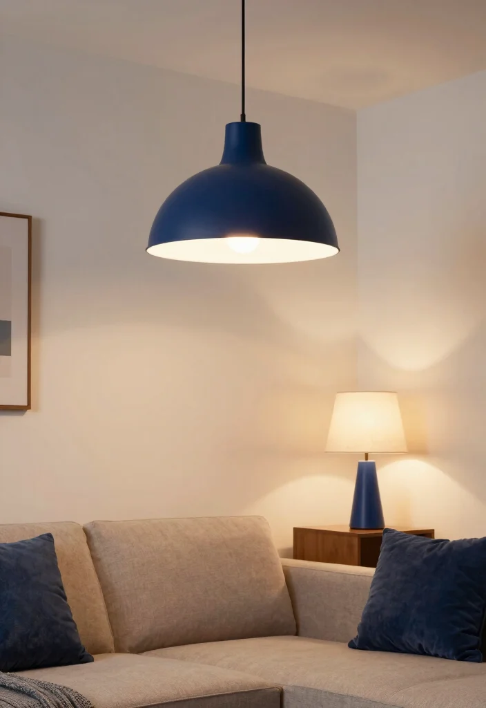 12 Navy Living Room Accents to Create Depth and Warmth - 11. Navy Blue Lighting Fixtures 1