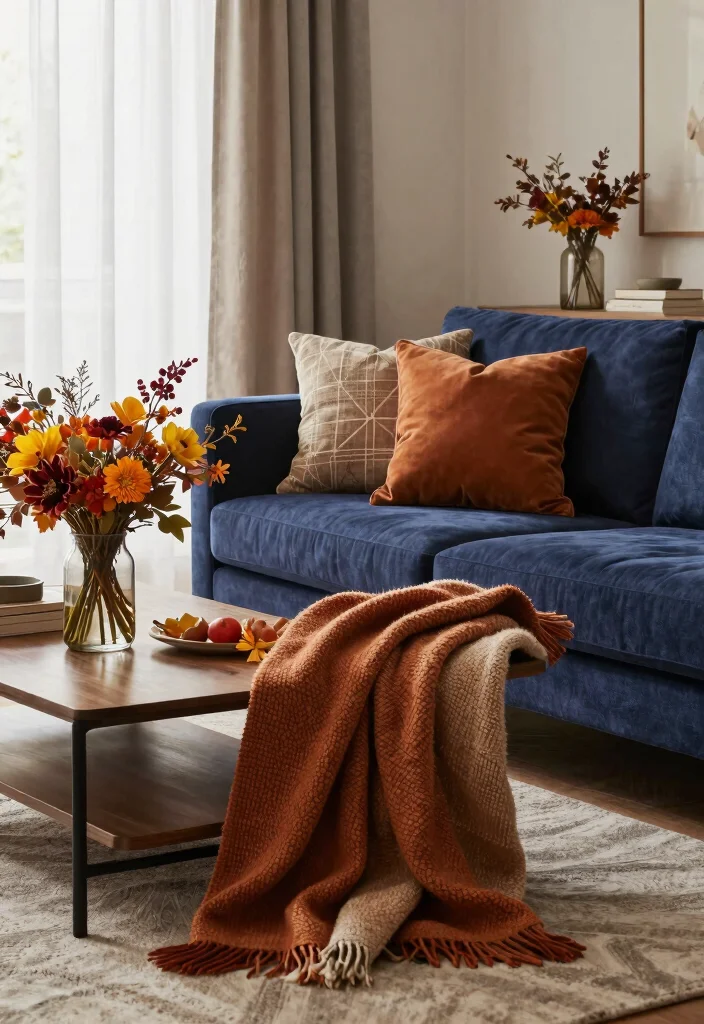 12 Navy Sofa Living Room Decor Ideas for a Bold Stylish Space 122 12 Navy Sofa Living Room Decor Ideas for a Bold Stylish Space - 12. Seasonal Refreshes 1