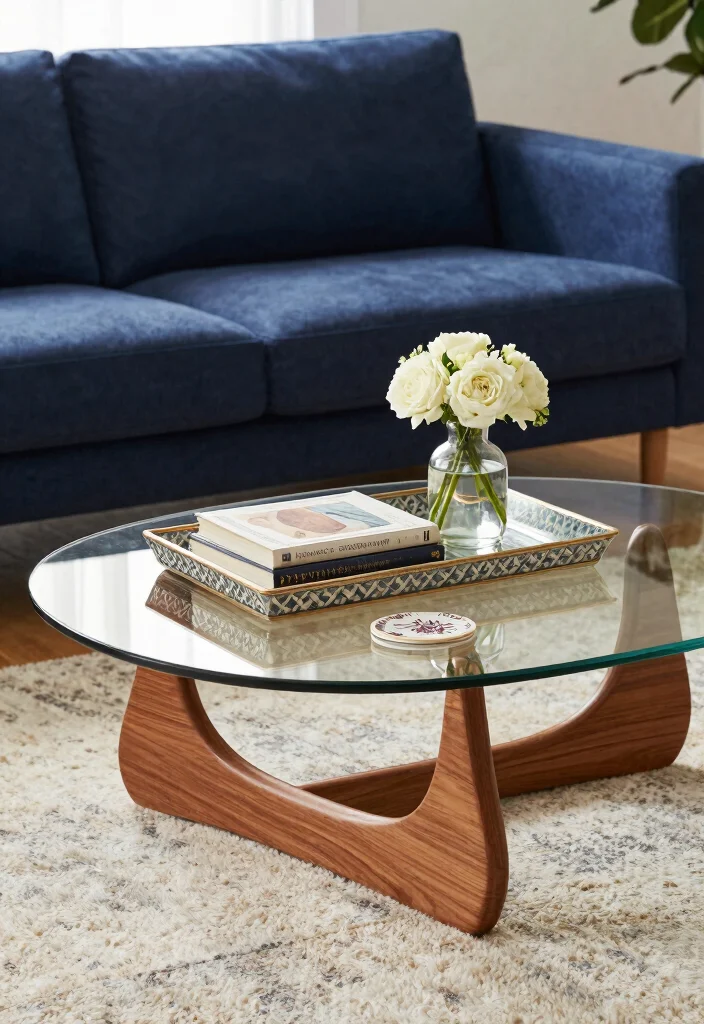 12 Navy Sofa Living Room Decor Ideas for a Bold Stylish Space 56 12 Navy Sofa Living Room Decor Ideas for a Bold Stylish Space - 6. Create a Focal Point with a Statement Coffee Table 1