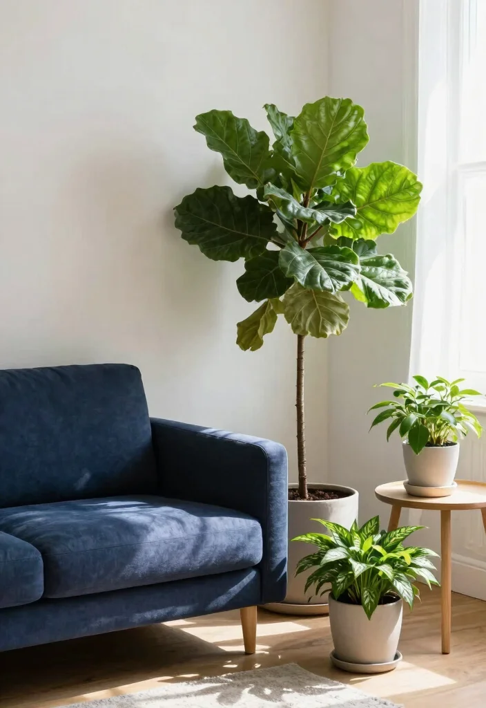 12 Navy Sofa Living Room Decor Ideas for a Bold Stylish Space 89 12 Navy Sofa Living Room Decor Ideas for a Bold Stylish Space - 9. Fresh Greenery and Botanicals 1