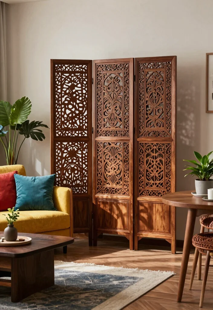 12 Open Concept Room Partition Ideas for Flexible Home Layouts 23 12 Open Concept Room Partition Ideas for Flexible Home Layouts - 3. Decorative Screens 1