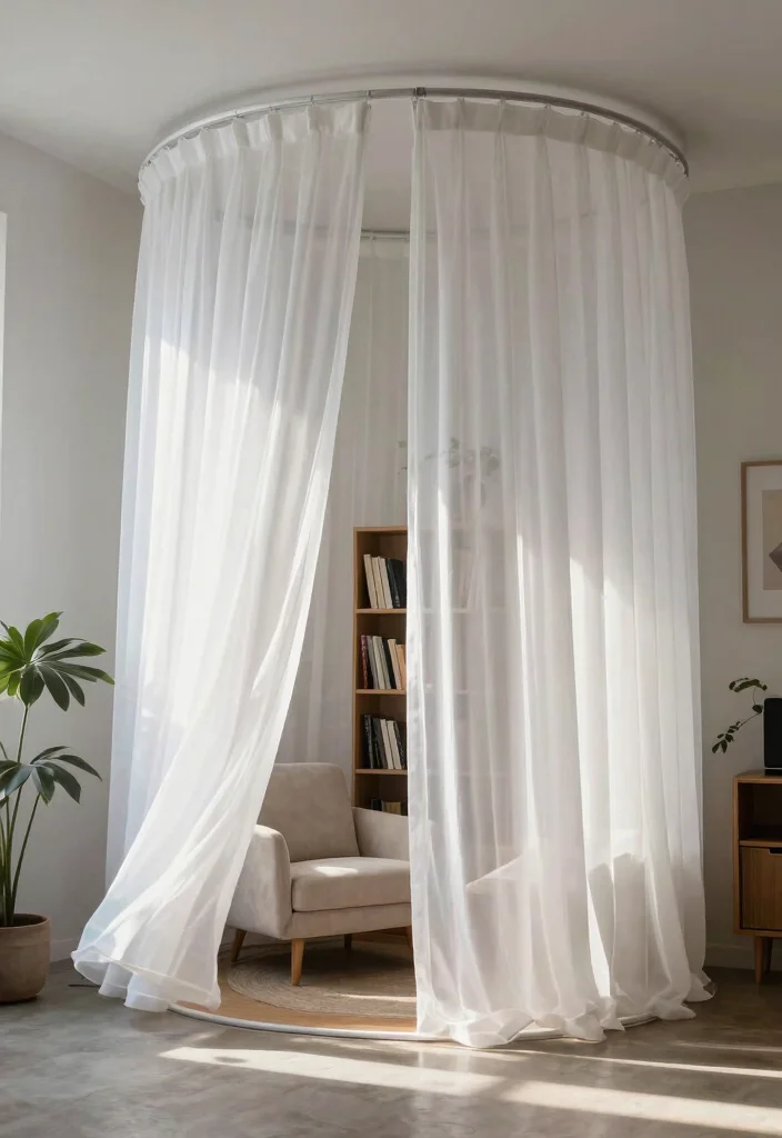 12 Open Concept Room Partition Ideas for Flexible Home Layouts 45 12 Open Concept Room Partition Ideas for Flexible Home Layouts - 5. Hanging Room Dividers 1