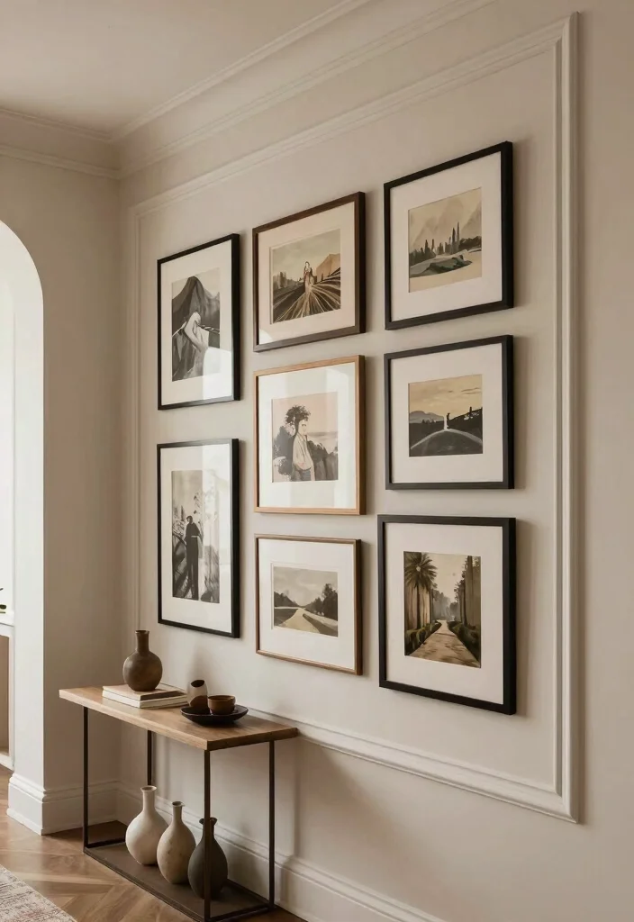 12 Picture Frame Molding Ideas for Elegant Polished Walls 67 12 Picture Frame Molding Ideas for Elegant Polished Walls - 7. Multi-Frame Molding for Gallery Style 1