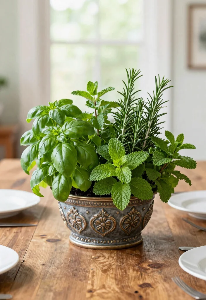 12 Seasonal Table Centerpiece Ideas to Refresh Your Dining Space 122 12 Seasonal Table Centerpiece Ideas to Refresh Your Dining Space - 12. Fresh Herb Garden Centerpiece 1