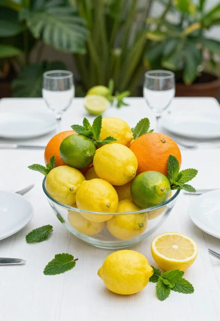 12 Seasonal Table Centerpiece Ideas to Refresh Your Dining Space 34 12 Seasonal Table Centerpiece Ideas to Refresh Your Dining Space - 4. Summer Citrus Splash 1