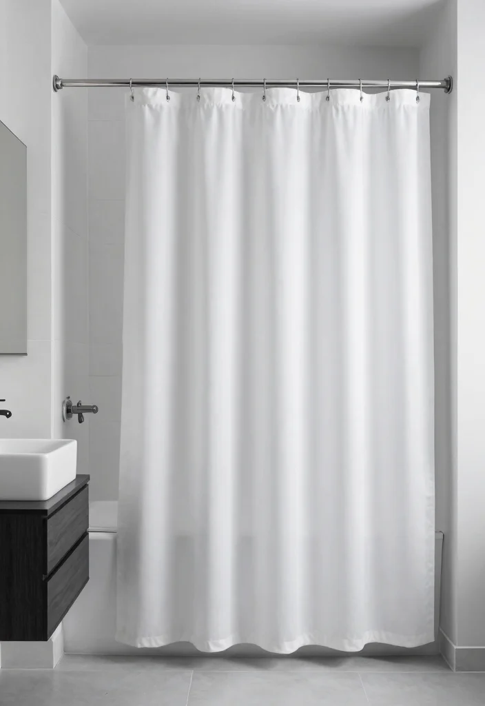 12 Shower Curtain Ideas Bathroom for a Fresh Updated Look - 10. Minimalist Monochrome 1