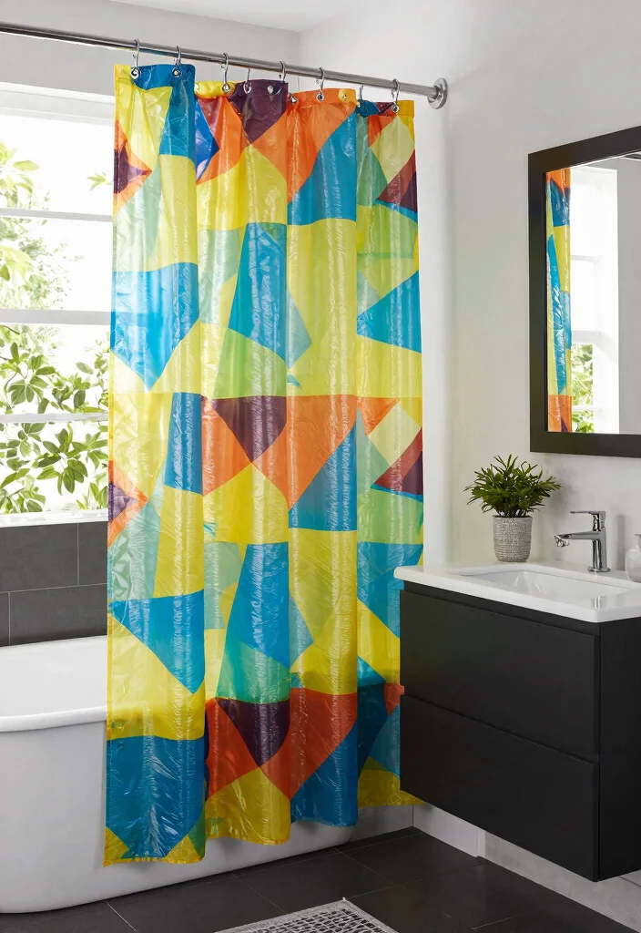 12 Shower Curtain Ideas Bathroom for a Fresh Updated Look - 2. Recycled Plastic Chic 1