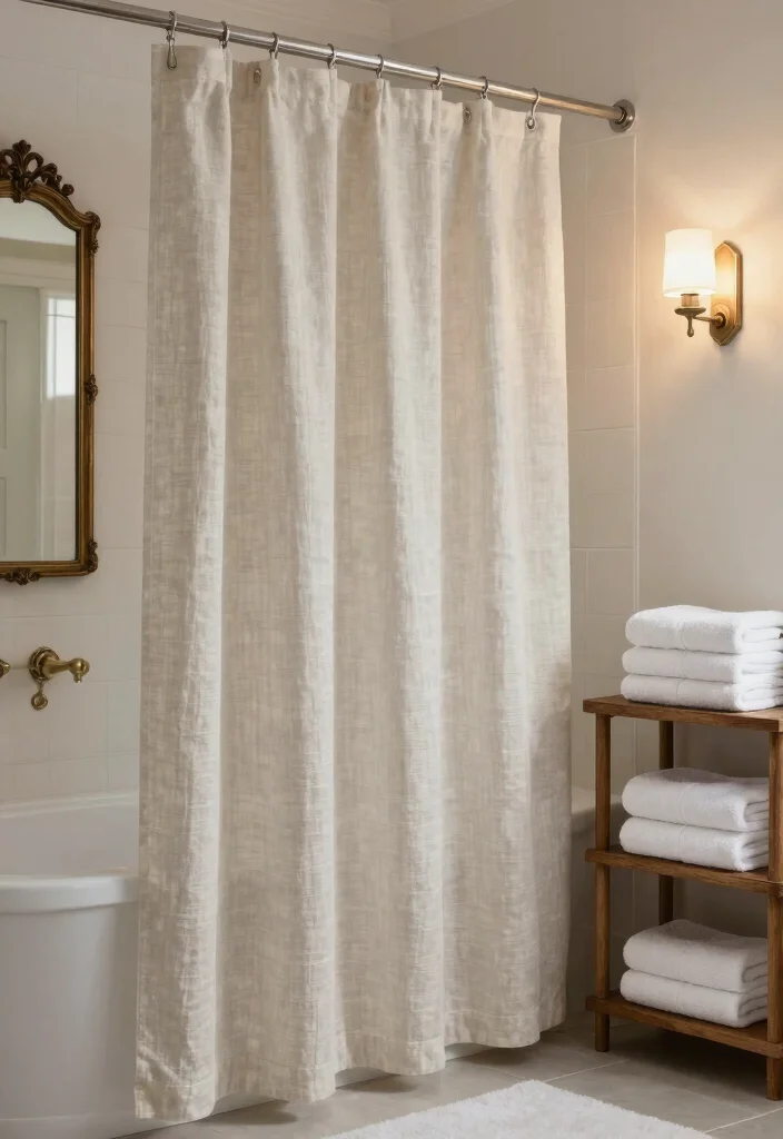 12 Shower Curtain Ideas Bathroom for a Fresh Updated Look - 5. Linen Luxury 1